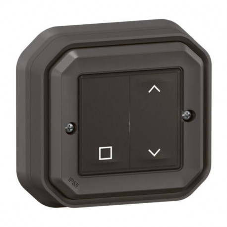 Commande volets roulants Self-e Plexo with Netatmo Legrand - Sans fil et sans pile - IP55 - Anthracite - Complet