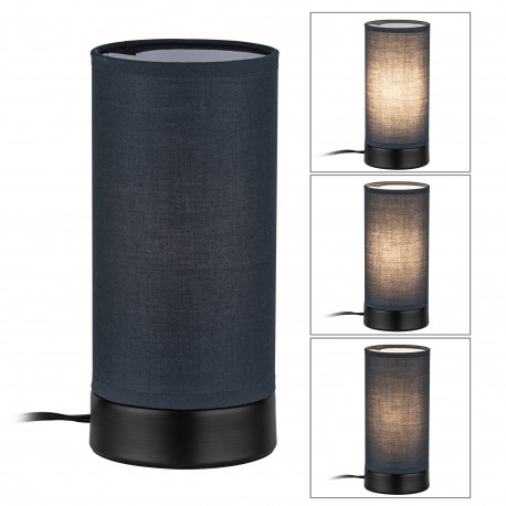 Lampe à poser Pia max.1x25W E14 Noir mat/Gris 230V Métal/tissu