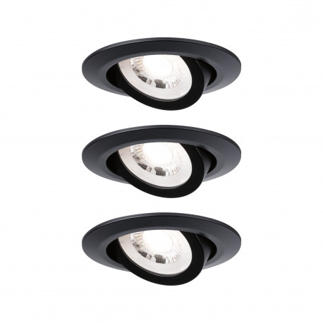Kit de 3 spots LED orientables ronds Paulmann - 3x4.8W - 3000K - Noir mat