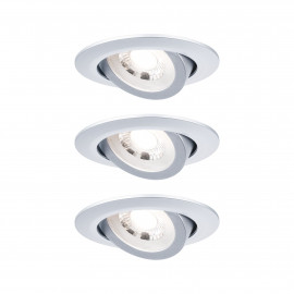 Kit de 3 spots LED orientables ronds Paulmann - IP20 - 3x4.8W - 3000K - Chromé mat