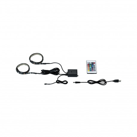 Function USB-Stripe 2x50 cm RGB 2,5W 5V Noir Métal/plastique