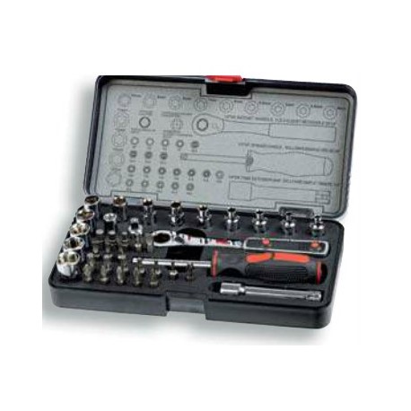 Coffret de douilles traversantes spécial tige filetée 38 pièces
