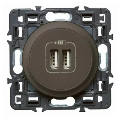 Prise double USB Complet Céliane - Type USB A - 3A - Graphite