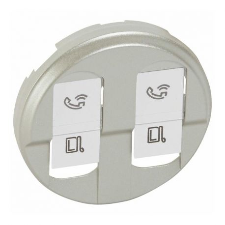 Enjoliveur Céliane pour prise double RJ45 - Titane