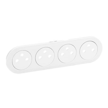 Enjoliveur Céliane - prise 4 x 2P+T surface précablée compacte - blanc