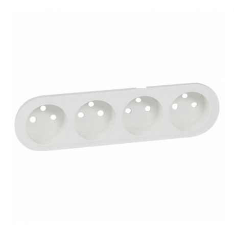 Enjoliveur Céliane pour prise compacte 4 x 2P+T - Blanc