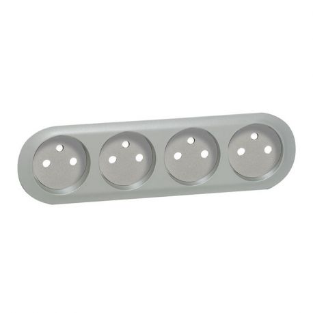Enjoliveur Céliane pour prise compacte 4 x 2P+T - Titane