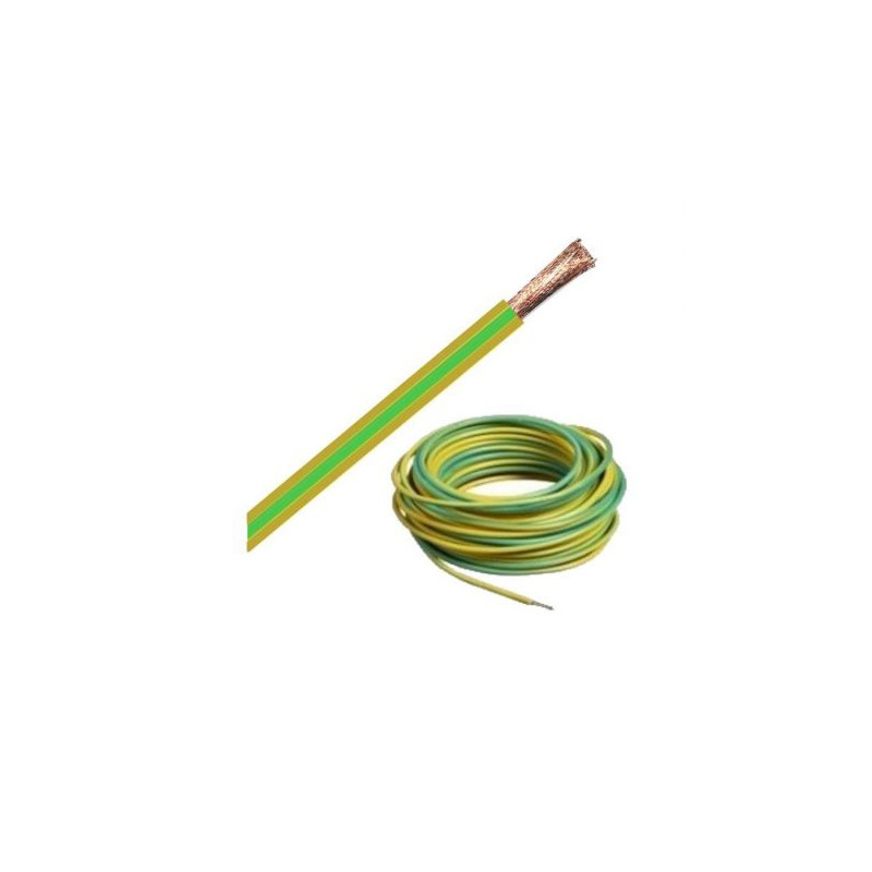 Fil cuivre souple isolé PVC section 16mm² Couleur Vert/Jaune – Couronne de  100m
