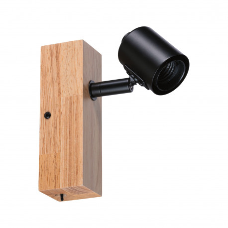 Spot en applique orientable 1 flamme Arvid Paulmann - 1x20W max - E27 - IP20 - Noir/bois - Dimmable
