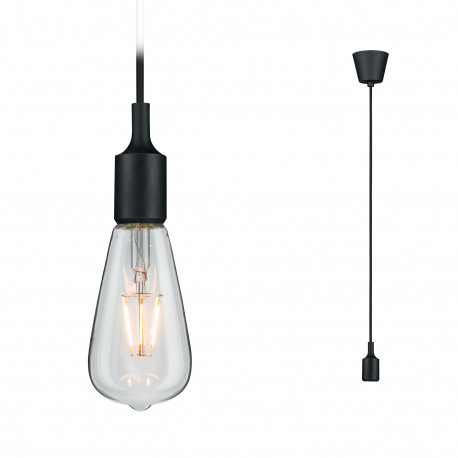 Suspension Ketil IP44 max1x20W E27 noir 230V silicone/plastique