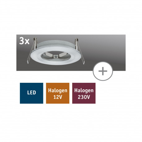 Kit spots Encastrés 2Easy Nova x3 rond fix max. 35W 230V 51mm Alu tourné/Alu zi