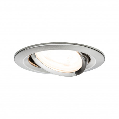Spot encastré orientable Nova Paulmann - Rond - 35W max - GU10 - IP23 - Acier brossé