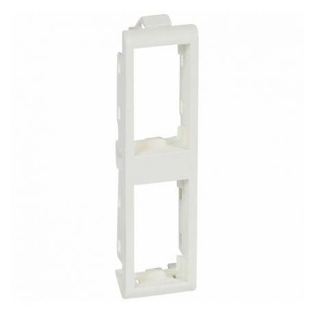 Support plaque étroit blanc - 2x1 module vertical - Pour parois minces