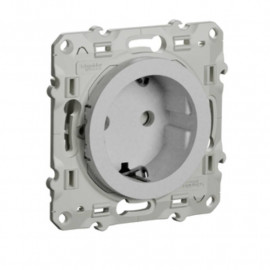 Prise de courant 2P+T Schuko Odace Schneider Electric - 16A - IP21 D - Alu