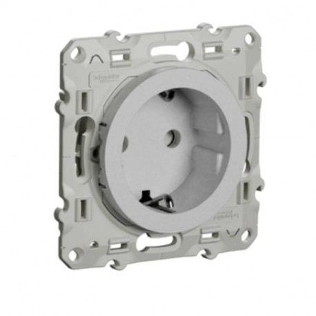 Prise de courant 2P+T Schuko Odace Schneider Electric - 16A - IP21 D - Alu