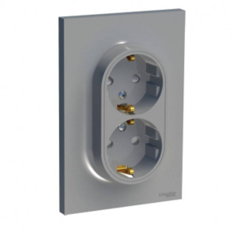 Schneider Electric Odace S520057 Base Schuko 16A Con Serrande, Connessione Automatica, Colore Bianco, Confezione Da 10