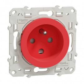 Prise de courant à détrompage 2P+T Odace Schneider Electric - 16A - IP21 D - Rouge - Bornes sans vis