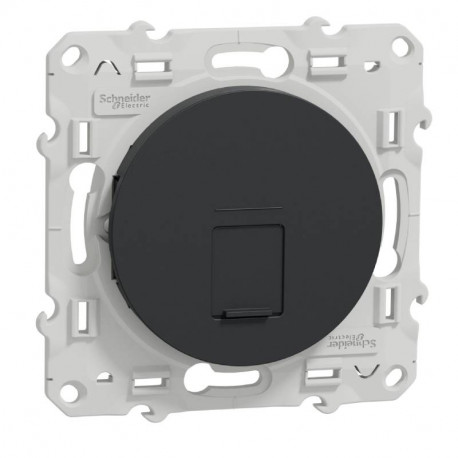 Prise RJ45 Odace Schneider Electric - Anthracite - Sans connecteur (empreinte Infraplus)