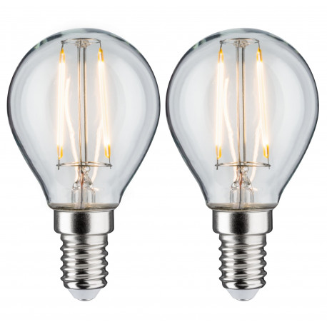 LED fil sphér. x2 250lm E14 2700K Clair 2W 230V