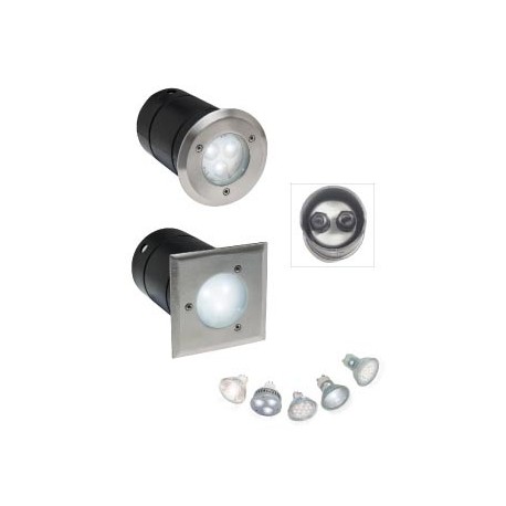 Encastré halogène ou LED MR16 GU10 230V 50W inox carré