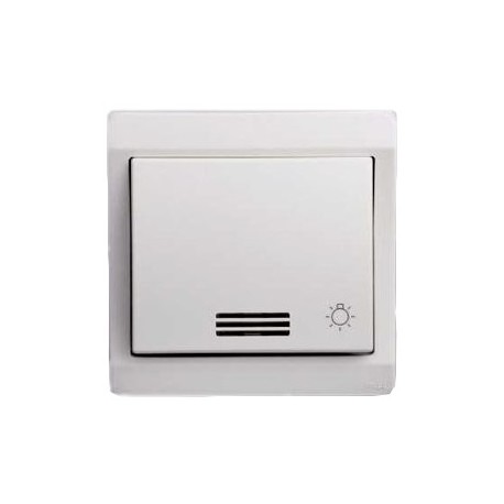 Poussoir lumineux complet encastré Mureva IP44 -picto lumière- blanc