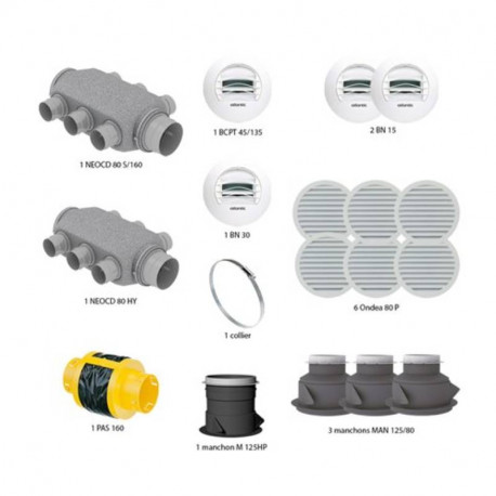 Kit bouches autoréglables et extraction pour VMC Duocosy - Kit ACC DUOC P