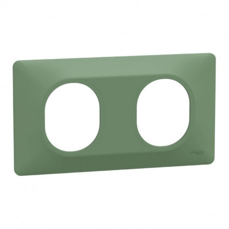 Plaque de finition Ovalis Schneider Electric - 2 postes - Horizontal - Vert sapin