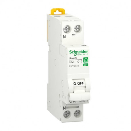 Disjoncteur 10A XP Resi9 - 1P+N - Courbe C - 3kA - 230V CA - Peignable