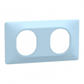 Plaque de finition Ovalis Schneider Electric - 2 postes - Horizontal - Bleu Azurin