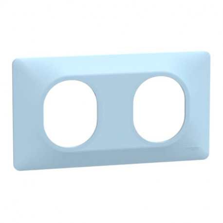 Plaque de finition Ovalis Schneider Electric - 2 postes - Horizontal - Bleu Azurin