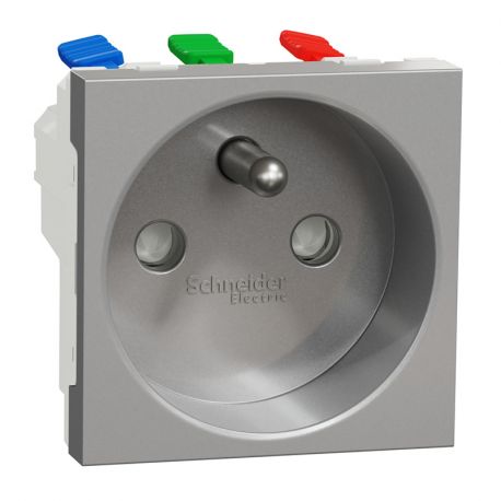 Prise de courant 2P+T Unica - 90° - 16A - Alu