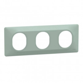 Plaque de finition Ovalis Schneider Electric - 3 postes - Horizontal - Sauge