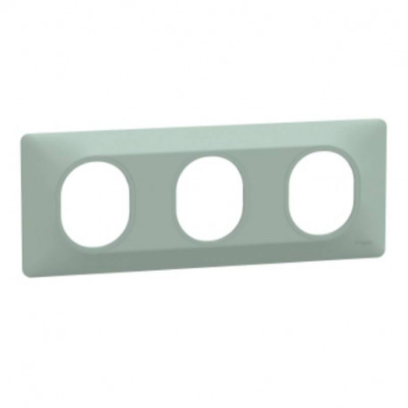Plaque de finition Ovalis Schneider Electric - 3 postes - Horizontal - Sauge