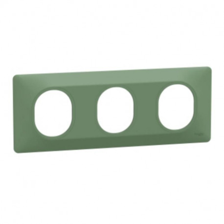 Plaque de finition Ovalis Schneider Electric - 3 postes - Horizontal - Vert fôret