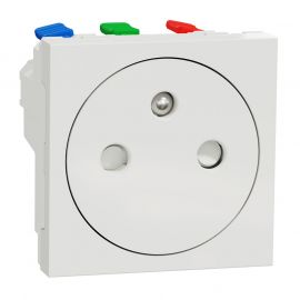 Prise de courant affleurante 2P+T Unica - 90° - 16A - Blanc antimicrobien