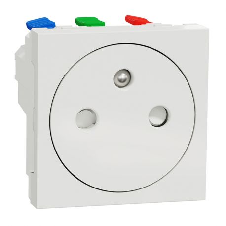 Prise de courant affleurante 2P+T Unica - 90° - 16A - Blanc antimicrobien