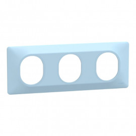 Plaque de finition Ovalis Schneider Electric - 3 postes - Horizontal - Bleu Azurin