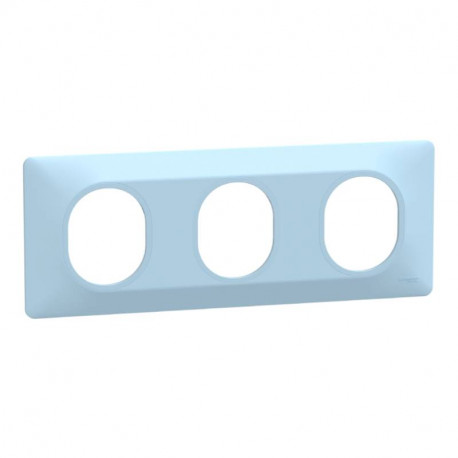 Plaque de finition Ovalis Schneider Electric - 3 postes - Horizontal - Bleu Azurin