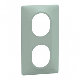 Plaque de finition Ovalis Schneider Electric - 2 postes - Vertical - Sauge