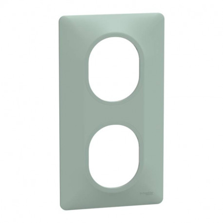 Plaque de finition Ovalis Schneider Electric - 2 postes - Vertical - Sauge