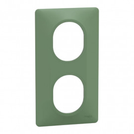 Plaque de finition Ovalis Schneider Electric - 2 postes - Vertical - vert forêt