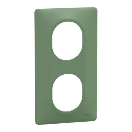 Plaque de finition Ovalis Schneider Electric - 2 postes - Vertical - vert forêt