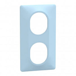 Plaque de finition Ovalis Schneider Electric - 2 postes - Vertical - Bleu Azurin