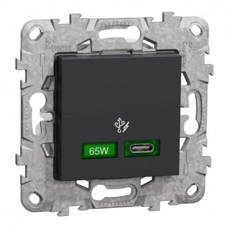 Prise USB C Unica Schneider Electric- 65W - Anthracite