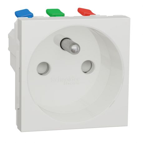 Prise de courant 2P+T Unica - 90° - 16A - Blanc antimicrobien