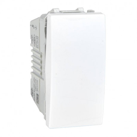 Poussoir à fermeture Unica 10A - 1 module - Blanc