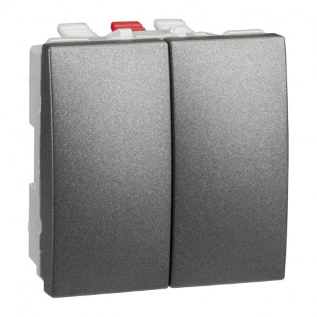 Double Va-et-vient Unica 10A - 2 modules - Graphite