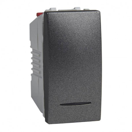 Va-et-vient à voyant lumineux ambre Unica 10A - 1 module - Graphite