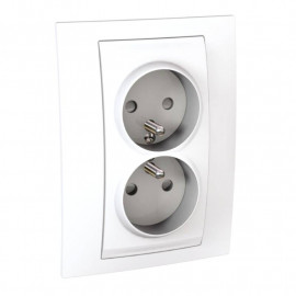 Prise de courant double 2P+T Unica - 16A - BlancPrise de courant double 2P+T Unica - 16A - Blanc