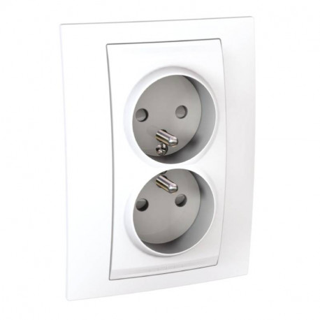 Prise de courant double 2P+T Unica - 16A - BlancPrise de courant double 2P+T Unica - 16A - Blanc
